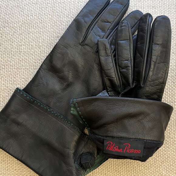 LEATHER Hand-Stitch Made in ITALY Paloma PALOMA PICASSO Gloves w/LEATHER CUFFS - Picture 14 of 16